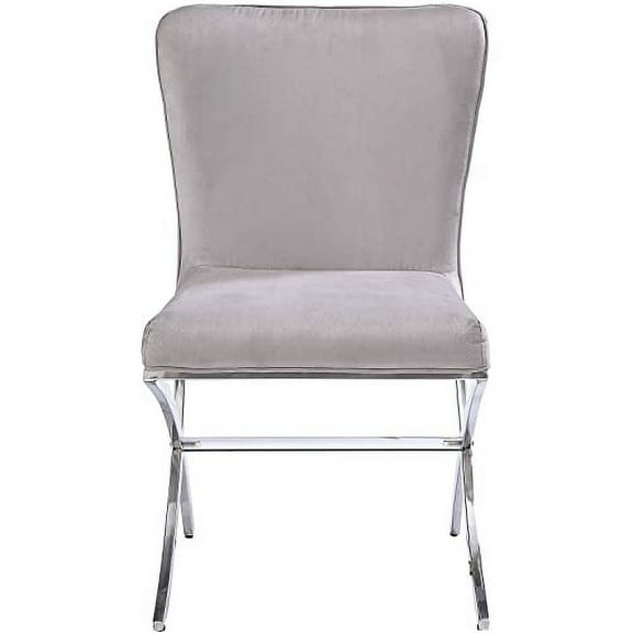 Contemporary Neutral PU Upholstered X' shaped Design Dining Room Set Of 2 Chair