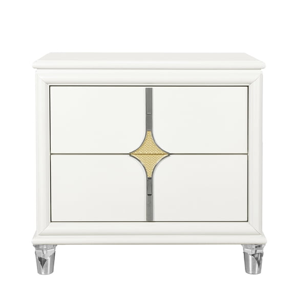 Contemporary Nightstand | Gold - Accented Storage | Bedroom Setup