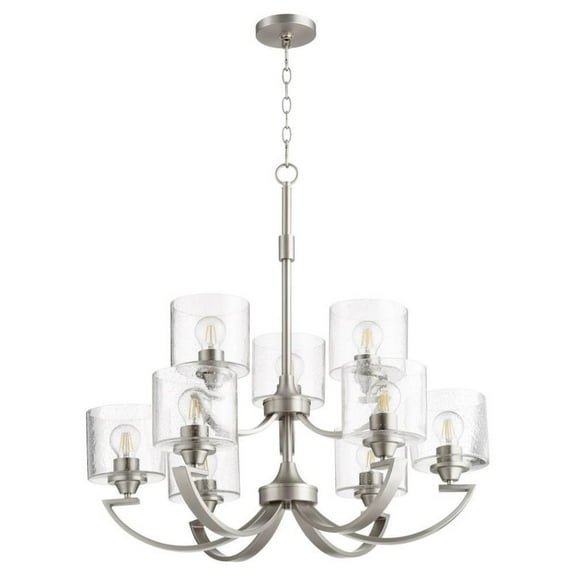 Contemporary Nine Light Chandelier-Satin Nickel Finish Bailey Street Home 183-Bel-4350673