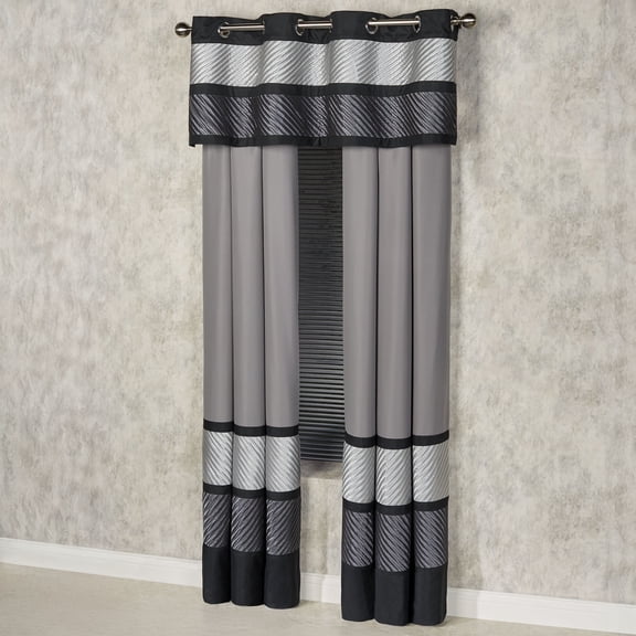 Contemporary Omega Pleated Polyester Window Treatment 60W Grommet Valance 84L Curtains Set