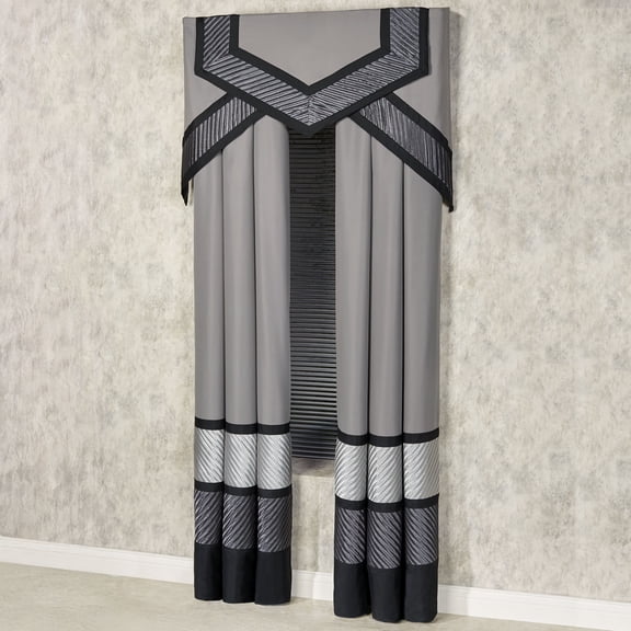 Contemporary Omega Pleated Polyester Window Treatment, Cornice Valances - 84L Curtains Set