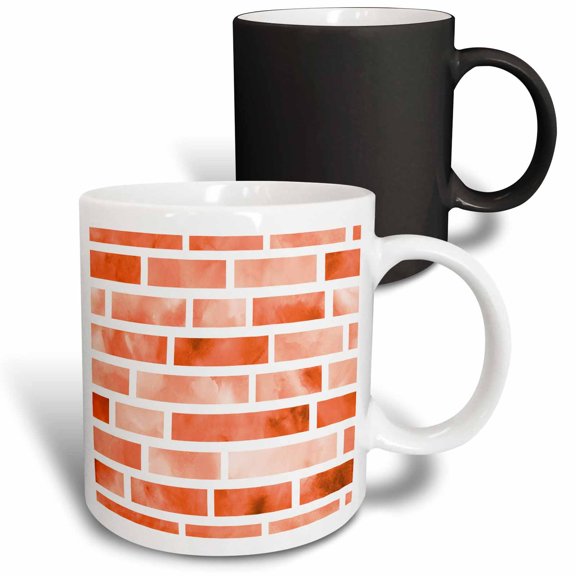 3drose, Contemporary Orange and White Image of Watercolor Brick Pattern, 11oz Magic Transforming Mug