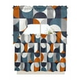 thumbnail image 1 of Contemporary Orange, Kitchen Curtains Swag Valance and Tier Curtains Set 36 Inch Length, Middle Century Abstract Geomrtry Rod Pocket Drape Panels Pair Swag Curtains for Bathroom/Cafe/Window, 1 of 6