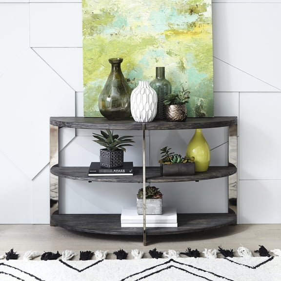 Contemporary Oval Desk, Gray Tone | Display Items in Foyer, Complement Space