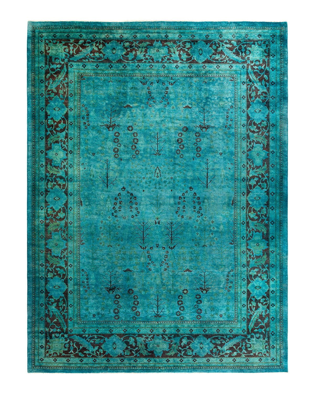 Contemporary Overdyed Wool Hand Knotted Blue Area Rug 9' 0" x 12' 0"