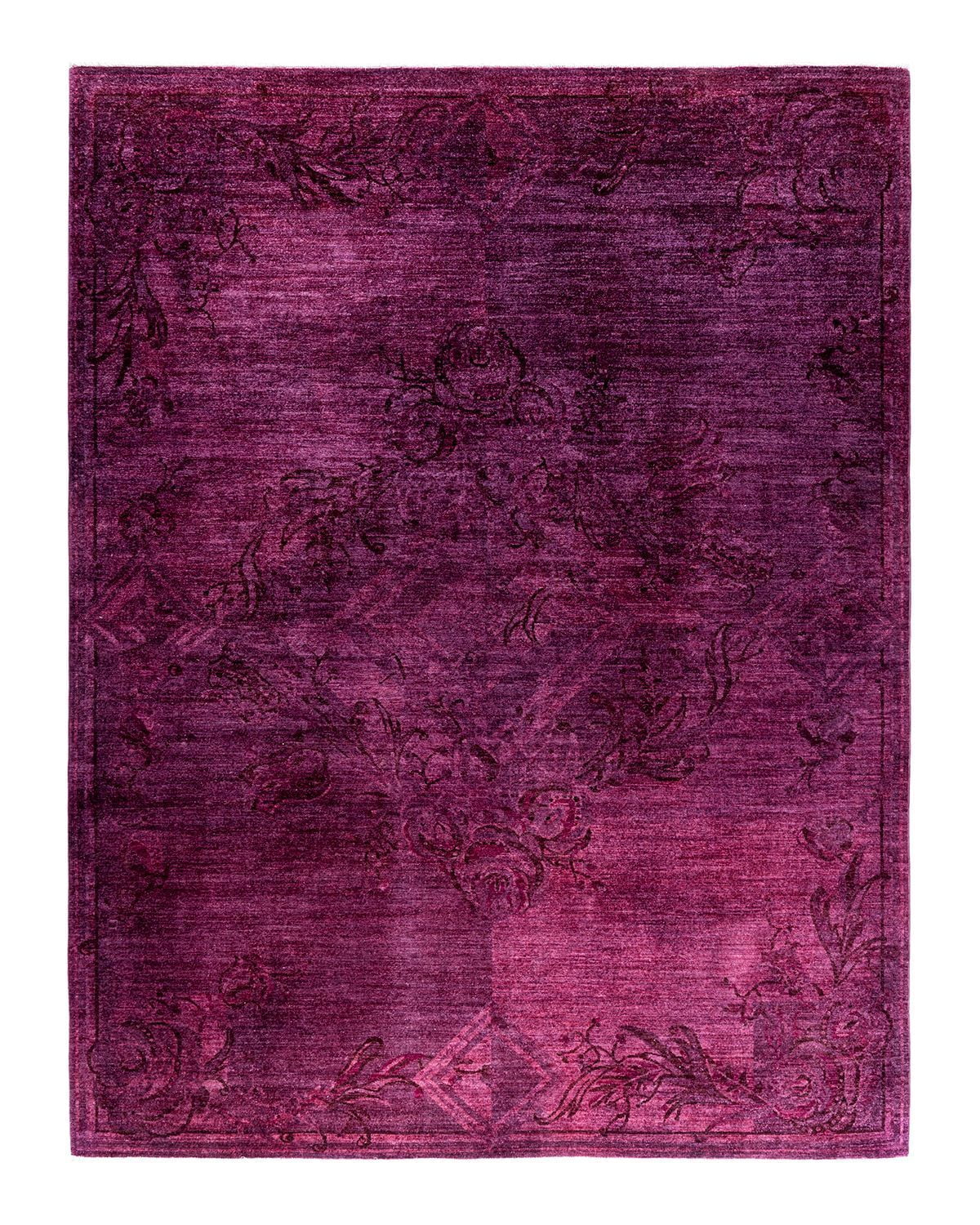 Contemporary Overdyed Wool Hand Knotted Pink Area Rug 8' 1" x 10' 3"
