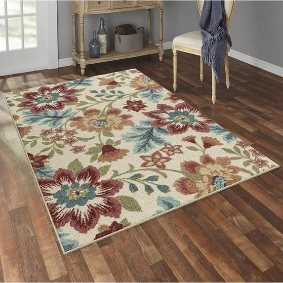 Contemporary Paisley Floral Rug For Living Room Modern Boho Flower Print Area Rugs Home Office Low Pile Carpets Floor Mats 3x5ft