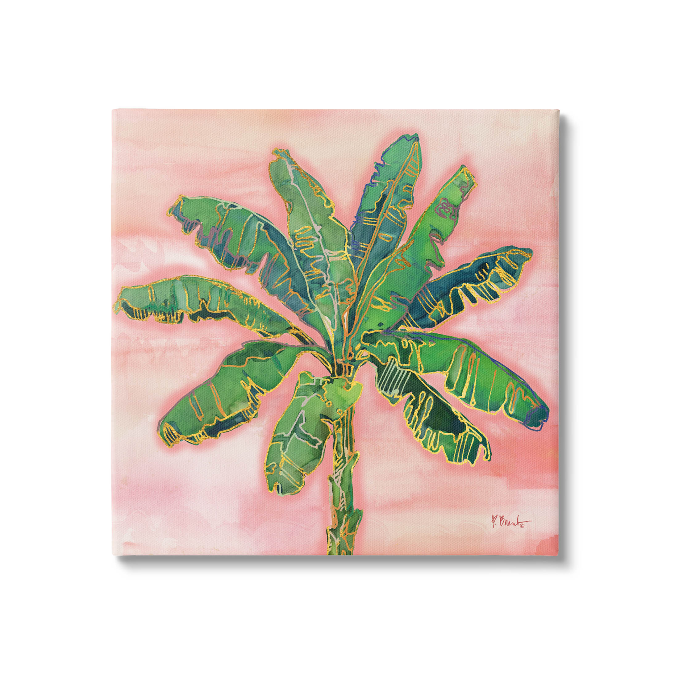 Contemporary Palm Tree Leaves Botanical & Floral Graphic Art Gallery Wrapped Canvas Print Wall Art