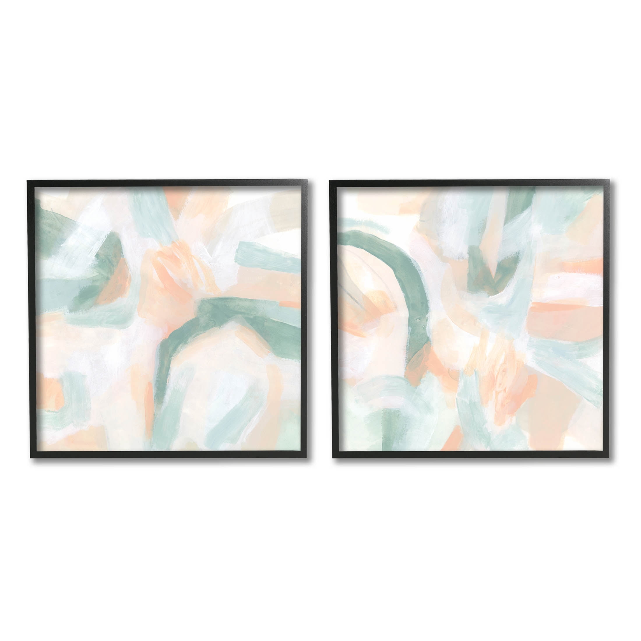 Contemporary Pastel Collage Abstract Abstract Painting Black Framed Art Print Wall Art, Set of 2