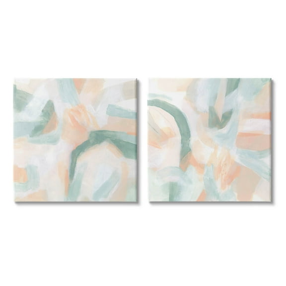 Contemporary Pastel Collage Abstract Abstract Painting Gallery Wrapped Canvas Print Wall Art, Set of 2