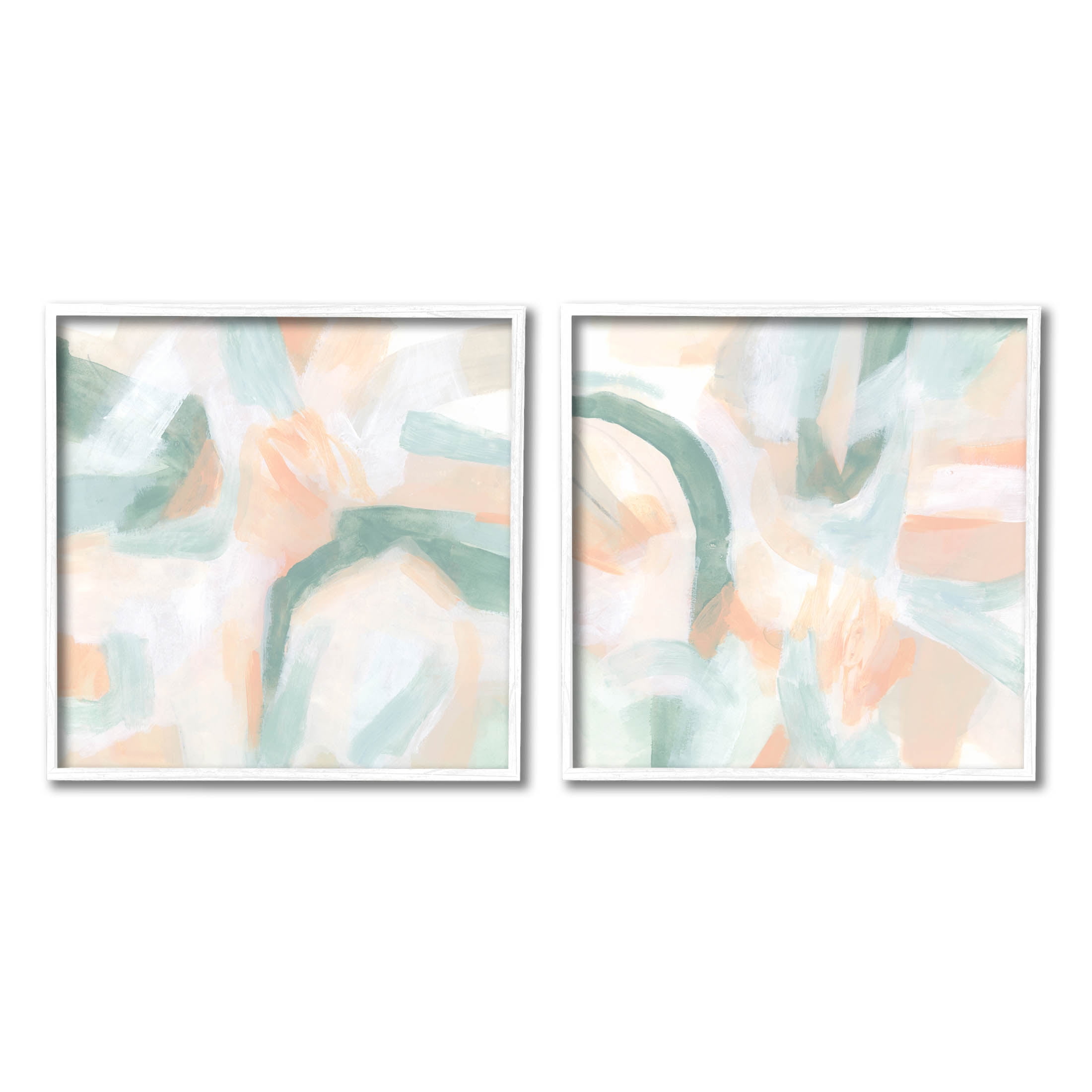 Contemporary Pastel Collage Abstract Abstract Painting White Framed Art Print Wall Art, Set of 2