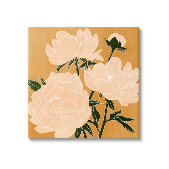 Contemporary Peony Blooms Botanical & Floral Graphic Art Gallery Wrapped Canvas Print Wall Art