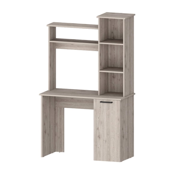 Contemporary Pine Computer Desk | 3 - Tier Shelves and Hutch for Storage | Create an Organized Office Setup