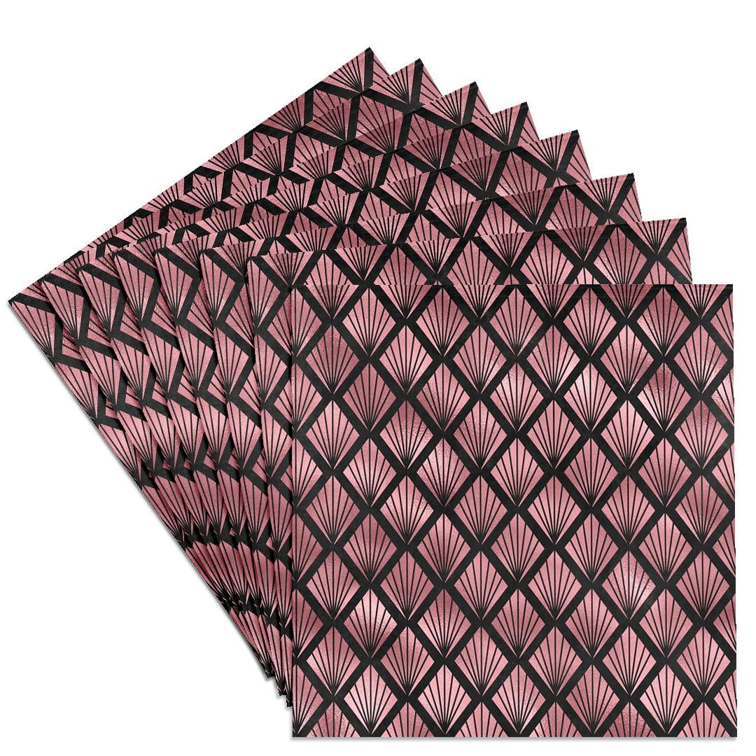 3drose, Contemporary Pink and Black Art Deco Diamond Pattern, Set of 8 Ceramic Tile Coasters