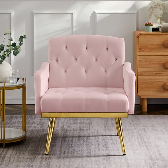 Pink with Gold Metal - Comfortable Seating in Studio - Apartment Living - Enhances Home Comfort