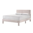 thumbnail image 1 of Contemporary Pink Full Platform Bed: Plush Ribbed Upholstered Headboard, Low-Profile Frame, Modern Bedroom Furniture (55"x79"x43"H), 1 of 6