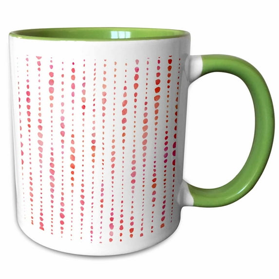 Contemporary Pink and White Watercolor Uneven Dots Pattern 15oz Two-Tone Green Mug mug-252851-12