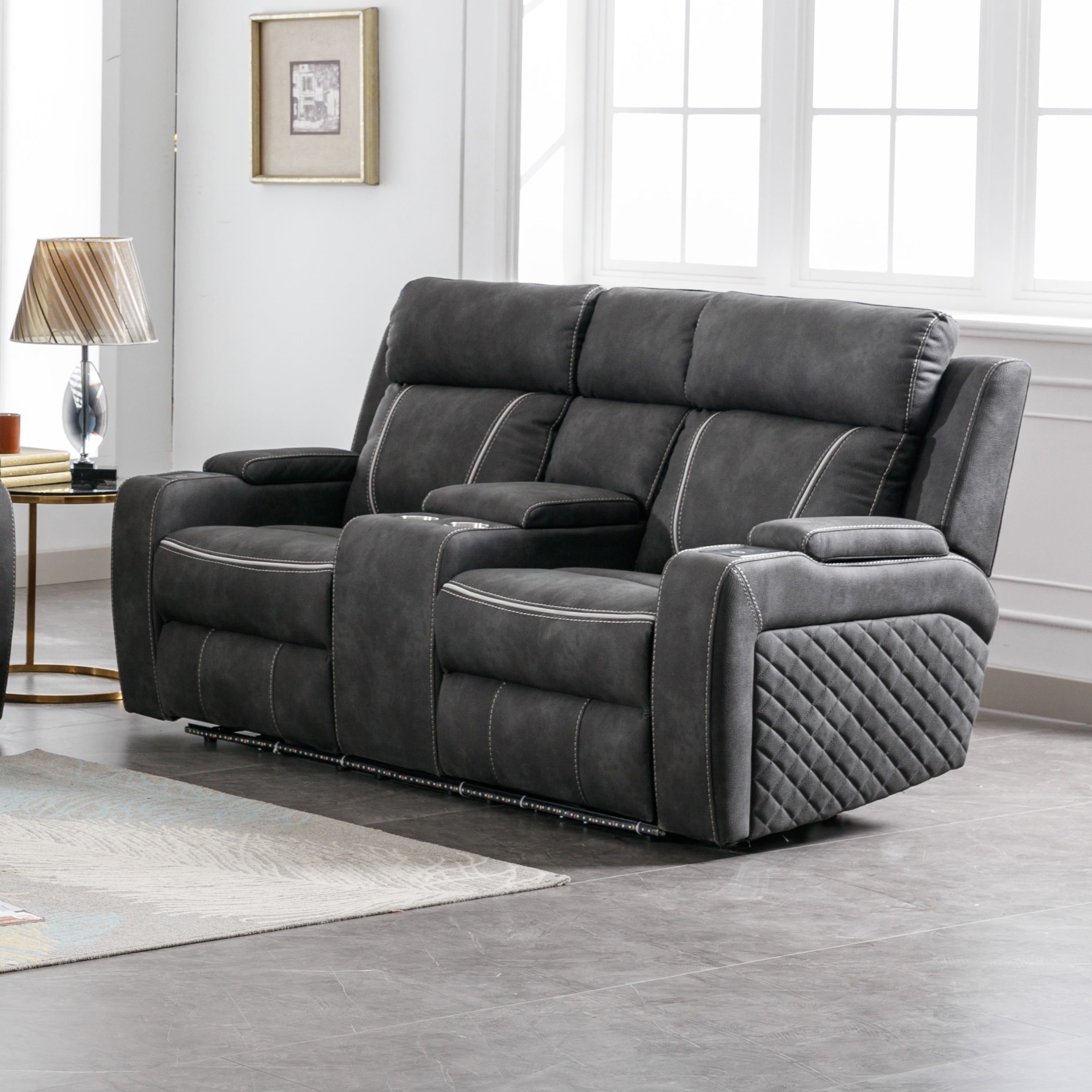 Contemporary Plush Velvet Like Upholstered Living Room Reclining Love Seat Brown Walmart