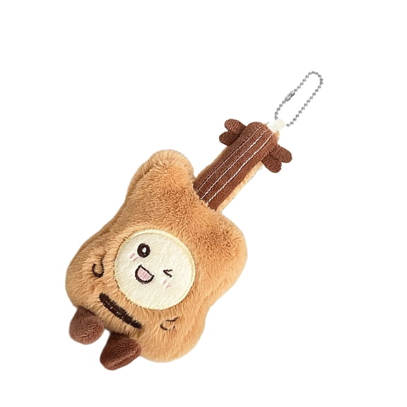 Contemporary Plush Violin Stuffed Toy Bag Charm Adorable Key Holder Portable Keyring Bag Accessory Gift For Music Fans