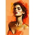 thumbnail image 1 of Contemporary Portrait Poster – Elegant Woman in Vibrant Orange Expressionist Style 【Photo Paper】, 1 of 3