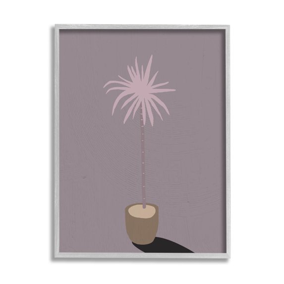 Contemporary Potted Palm Tree Botanical & Floral Graphic Art Gray Framed Art Print Wall Art