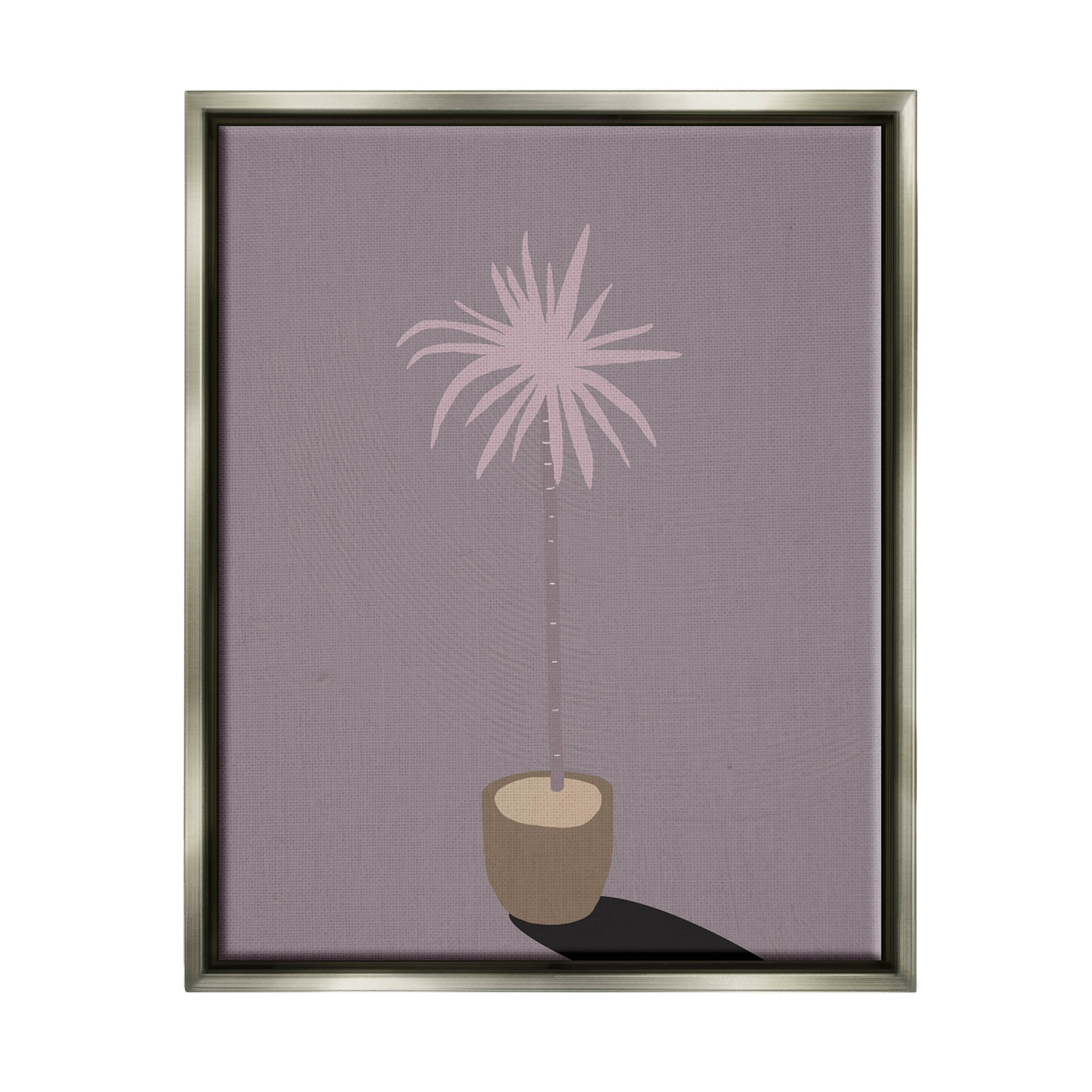 Contemporary Potted Palm Tree Botanical & Floral Graphic Art Luster Gray Framed Art Print Wall Art