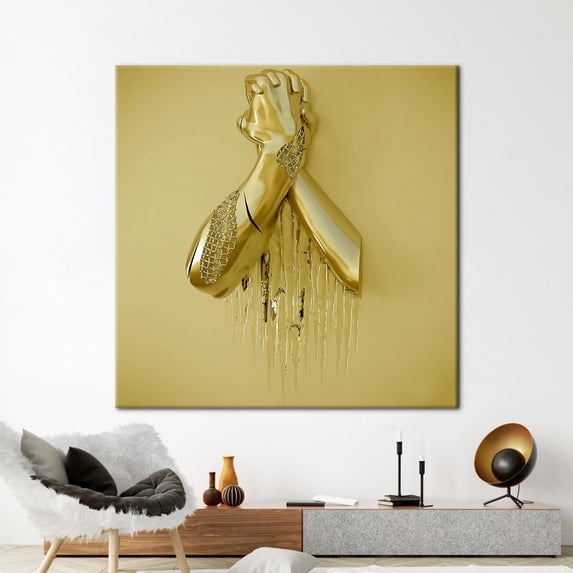 Contemporary Printed, Trendy Printed Canvas, 3d Gold Metallic Canvas, 3d Gold Hand Printed Canvas, Modern Art, Abstract Canvas Art, Canvas Wall Decor - Black Framed