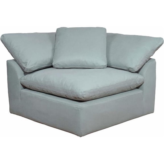 Contemporary Puff Collection-44 in. Square Slipcovered Modular Chair - Performance Fabric Washable Water-Resistant Stain-Proof - Deep-Seating Down-Filled Sofa Sectional Corner Wedge Accent Armcha