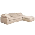 thumbnail image 1 of Contemporary Puff Collection 4PC Slipcovered Modular Sectional Sofa with Ottoman  -  Performance Fabric Washable Water-Resistant Stain-Proof  -  132 in.  Deep-Seating Down-Filled L-Shaped Chaise Loung, 1 of 3
