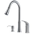 Contemporary PullDown Kitchen Faucet with Soap Dispenser Stainless