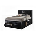 thumbnail image 1 of Queen Size Solid Wood Platform Bed with Bookcase Headboard and Storage, Black Finish for Bedroom, 1 of 7