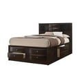 thumbnail image 1 of Contemporary Queen Size 1pc Captains Bed Storage Drawers Brown Cherry Finish Wooden Bedroom, 1 of 5