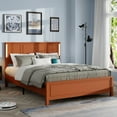 thumbnail image 1 of Contemporary Queen Size Bed Frame With Wood Headboard, Charging Option And Led Lights, 12 Slats Support, No Box Spring Modern For Antique Brown , Station,, 1 of 6