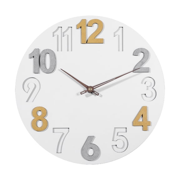 Quiet Wall Clock 3D Modern Look Large Arabic Numerals for Bedroom, Living Room, (32cm)