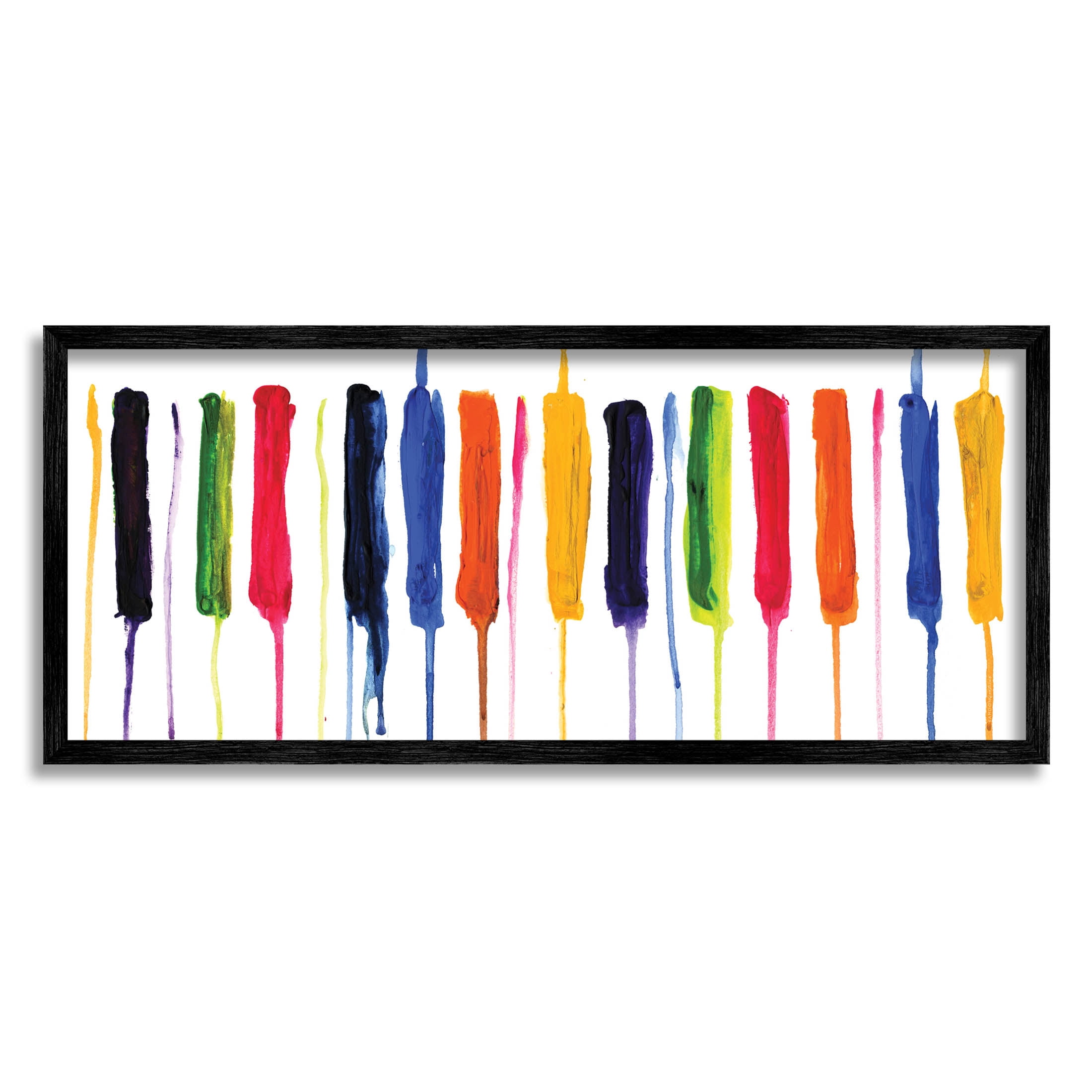 Contemporary Rainbow Streaks Abstract Graphic Art Black Framed Art Print Wall Art