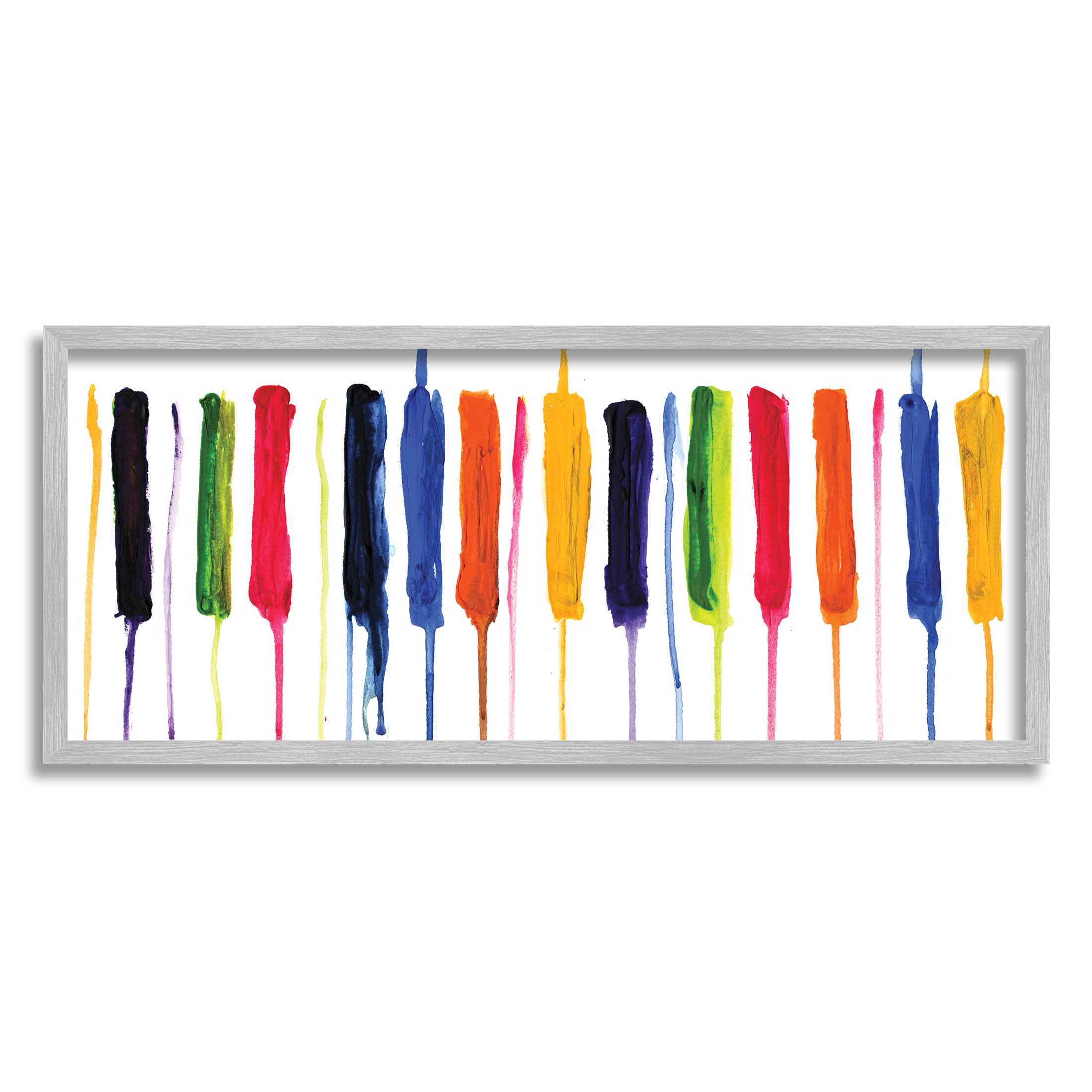 Contemporary Rainbow Streaks Abstract Graphic Art Gray Framed Art Print Wall Art