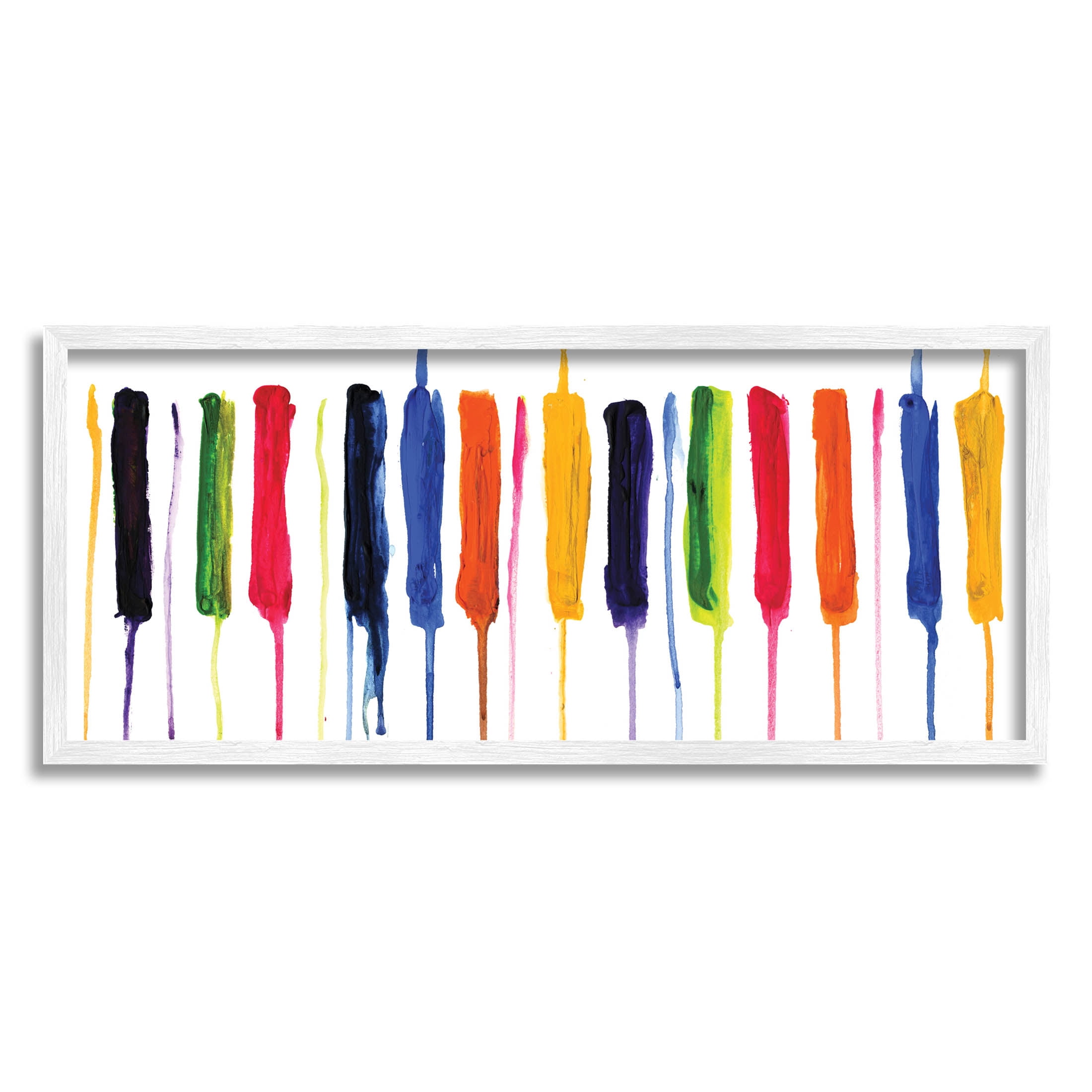 Contemporary Rainbow Streaks Abstract Graphic Art White Framed Art Print Wall Art
