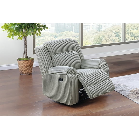 Contemporary Recliner Plush Cushion Couch Manual Motion 1pc Manual Motion Reclining Chair Ash Corduroy Living Room
