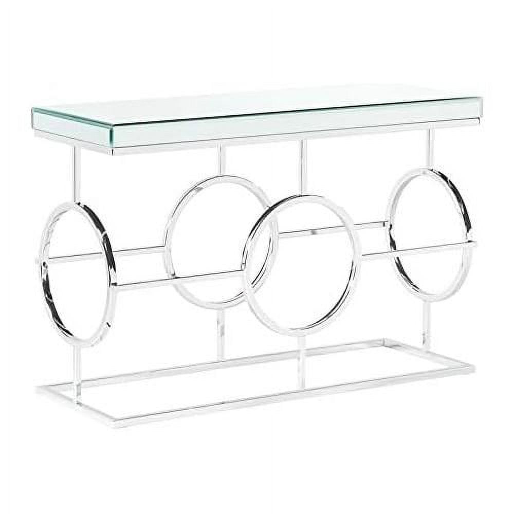 Katie Chrome Finish Rectangular Mirrored Sofa Table, 44"