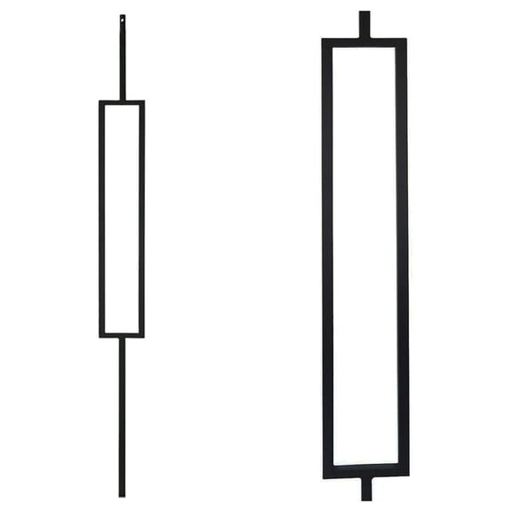 Contemporary Rectangle Stair Wrought Iron Balusters (Contractor 10-Pack) Modern Hollow Metal Railing Spindles (Real Black not Matte)