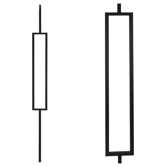 Contemporary Rectangle Stair Wrought Iron Balusters (Contractor 10-Pack) Modern Hollow Metal Railing Spindles (Real Black not Matte)