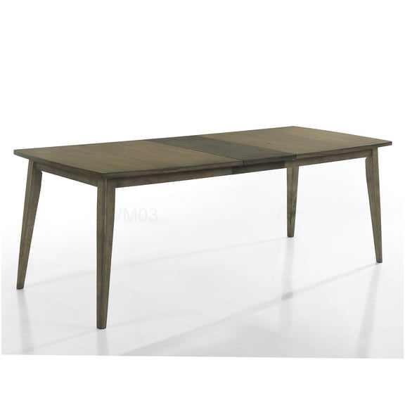 Contemporary Rectangular Dining Table with Extension Leaf, 88 Inch Wide Brown Walnut Finish Solid Wood Top