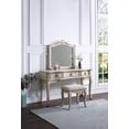 thumbnail image 1 of Contemporary Retro Vanity Set with Stool Antique White Wooden Bedroom Mirror w Floral Mold Cushion Stool 1pc Vanity, 1 of 8