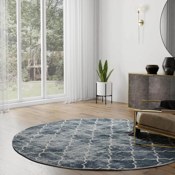 Contemporary Richye Collection Area Rug Navy Blue - 3'3" Round