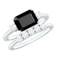 thumbnail image 1 of Rosec Jewels Natural Onyx Rings Set with Diamond (6X8 mm, Emerald Cut Onyx, AAA Quality) Black Onyx and Diamond Ring Set for Women, 925 Sterling Silver, US 4.00, 1 of 9