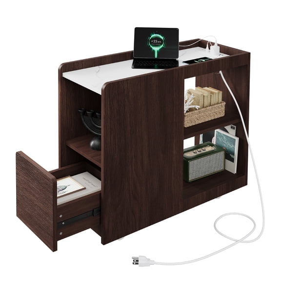 Contemporary Rolling Buffet Cart – Dining Room Sideboard with Wheels – Multi-Functional Storage – Walnut Finish – American Standard