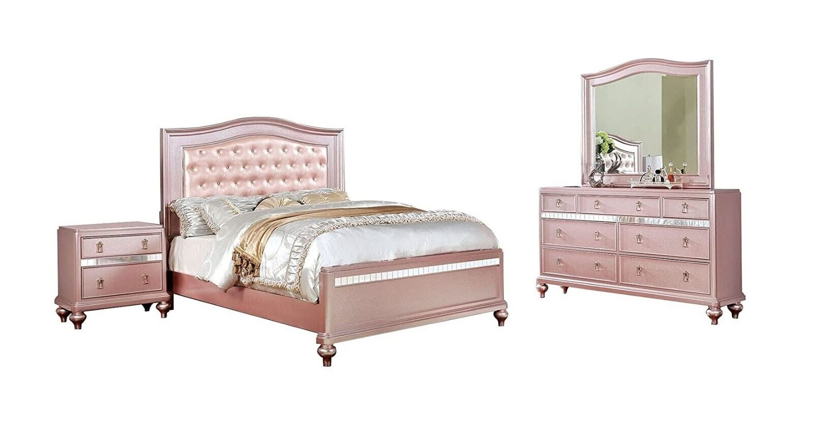 Rose gold mirrored nightstand discount