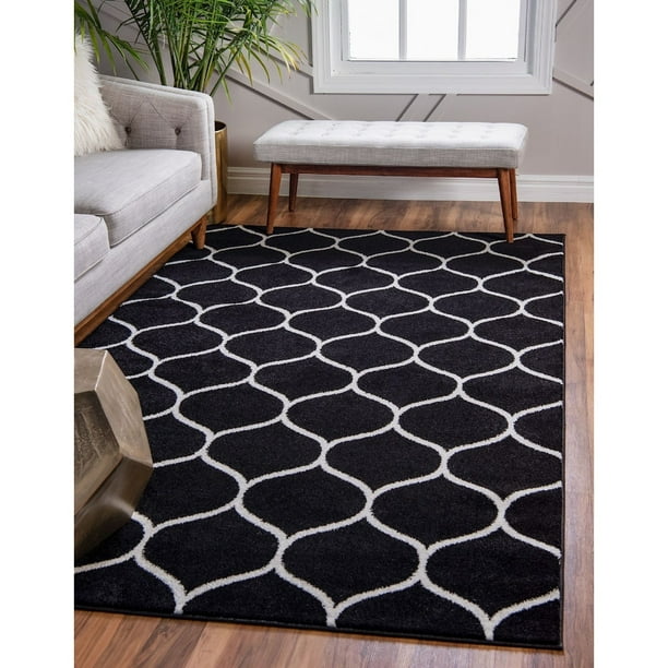 新品即決 Contemporary Rosilan Collection Area Rug 4'x6' - Black テープ・マスキングテープ