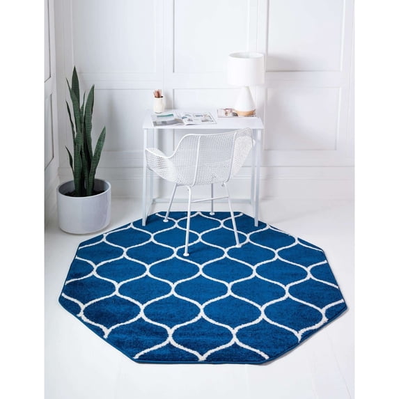 Contemporary Rosilan Collection Area Rug 7'10"x7'10" Octagon - Navy Blue