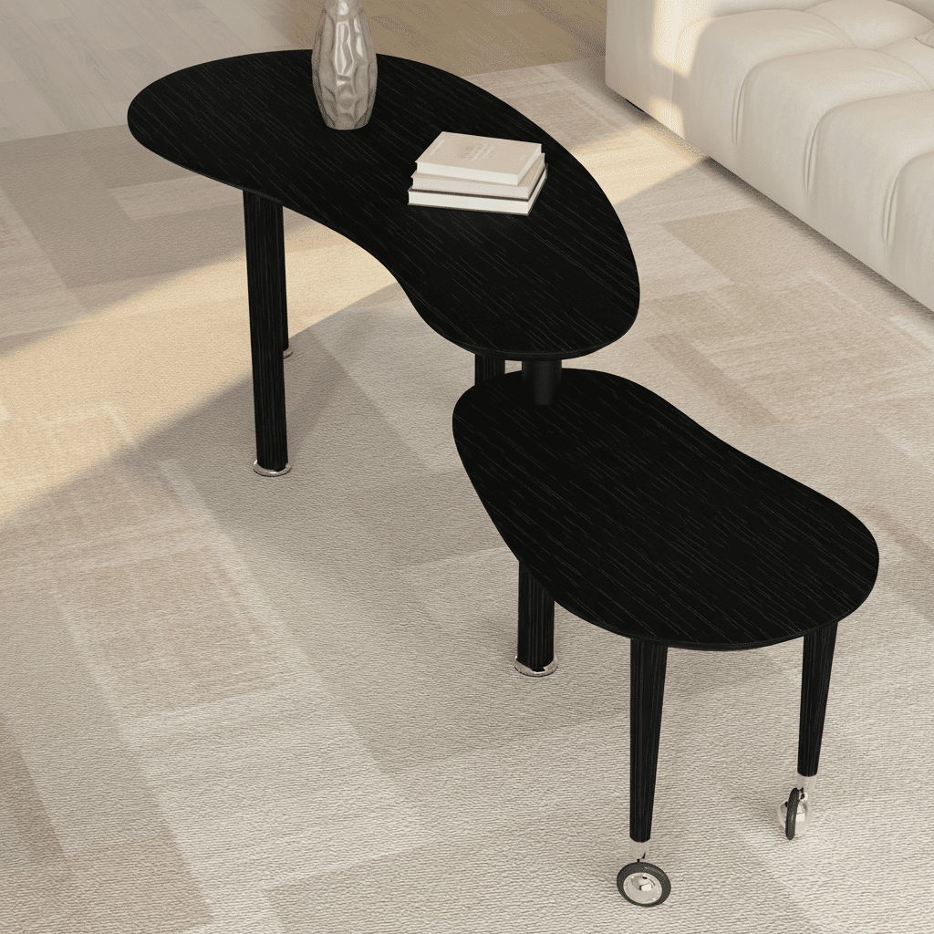 Rotating Modern Table Contemporary Rotatable Cocktail Table with Solid Rubber Wood Legs – 360 ...